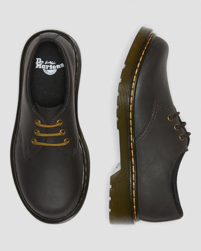 Kids' Dr Martens Junior 1461 Wildhorse Leather Shoes Dark / Brown | AU 726GSO